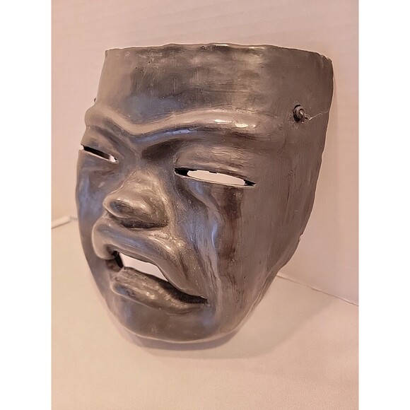 Vintage Oaxaca Mexico Black Pottery Mask Folk Art Face Tribal Aztec Mayan Wall - Picture 3 of 13